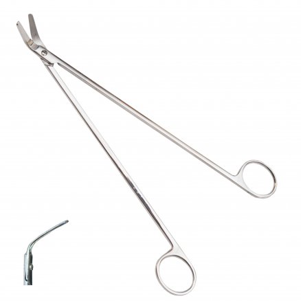 Ножиці судинні, вертикально - зігнуті під кутом. Довжина 25,0 см